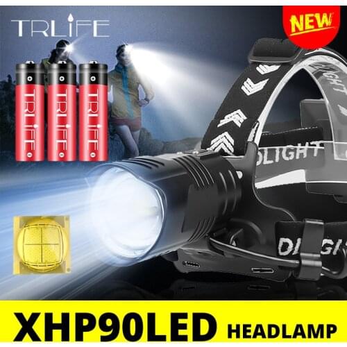 8000LM Ultra Bright XHP90 Headlamp LED Fishing Headlight Brightest Camping Lantern Light Zoomable USB 18650 Light XHP70 XHP50