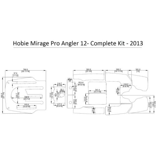 2013 Hobie Mirage Pro Angler 12- Complete Kit Kayak Boat EVA Decking Mat Pads Kit 1/4"