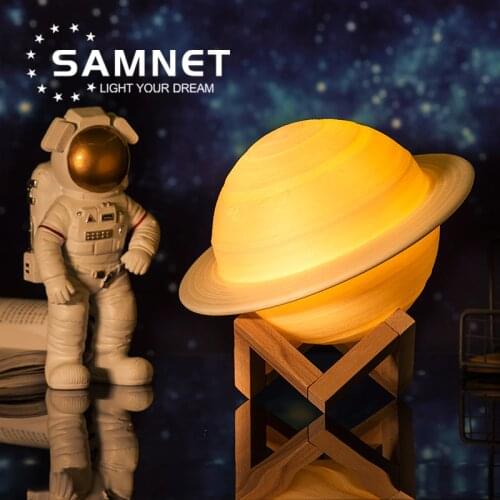 2021 Dropship 3D Print Saturn Lamp Night Light Like Moon Lamp with 2Colors 16Colors USB Charging As Christmas Gifts Decoration