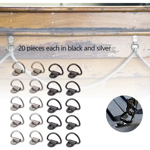 40pcs/set Heavy Duty D Ring Tie Down Anchors Stainless Steel Tie-Down Strap Rings Cargo Tie Down Ring Accessories