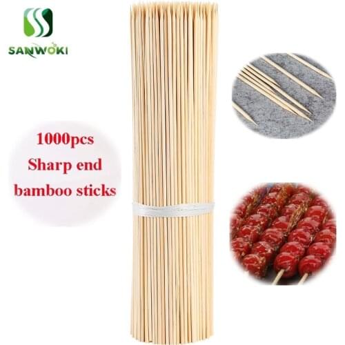450*4.5mm 1000pcs bamboo Sticks sugar-coated haws on a stick DIY Sharp end bamboo wooden skewers Barbecue Shish Kabob sticks