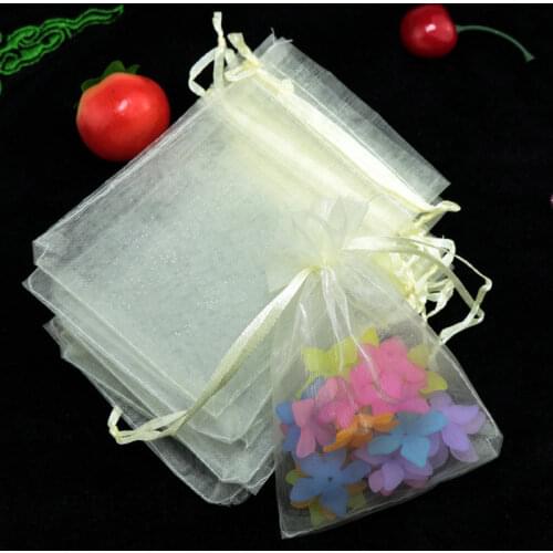 50pcs 9x12cm Transparent Organza Bags Wedding Birthday Party Candy Chocolate Bags Christmas Halloween Gift Box Packaging Bags