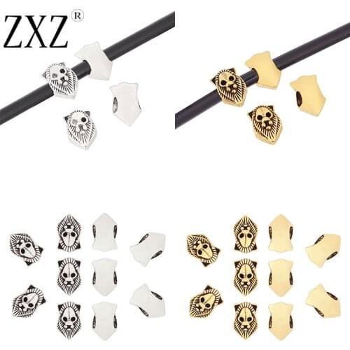 ZXZ 30pcs Tibetan Silver/Gold Lion Head Spacer Beads Charms for Bracelet DIY Jewelry Making Findings