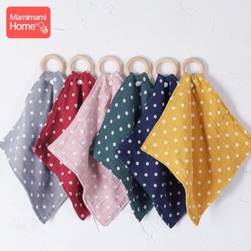 Mamihome Baby Bibs Burp Dot Cloths Bandana Wooden Ring Beech Teether Cotton Drool Bib Newborn Absorbent Cloth ChildrenS Product