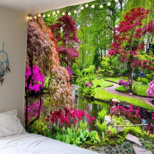 Garden view tapestry wall decoration background hanging cloth super large size optional