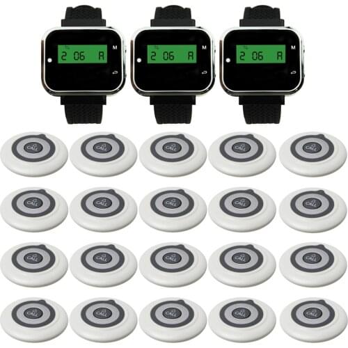 JINGLE BELLS restaurant CTT19 20 call buttons transmitters 3 watch pager guest waiter pager Queue Calling System table buzzer