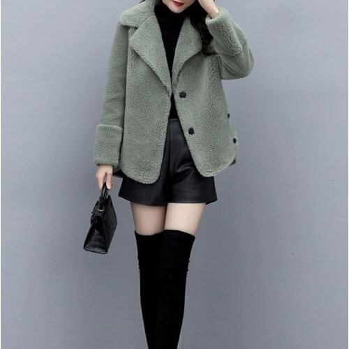 2020 Winter Short Faux Fur Jacket Fashion Elegant Temperament Single-Breasted Long Sleeve Sheep Shearing Coat Ropa De Mujer 2020