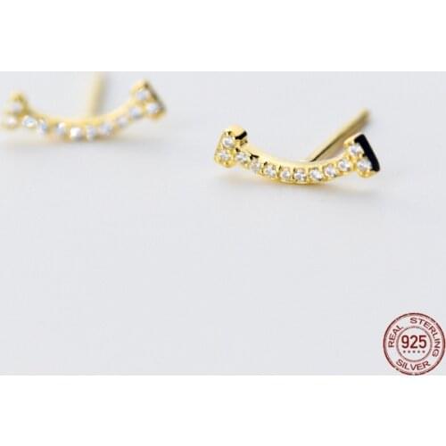 LKO 925 Sterling Silver Small Fresh Inlaid Diamond Zircon Smile Sweet Net Red Stud Earrings For Women VStreet Photo Accessories