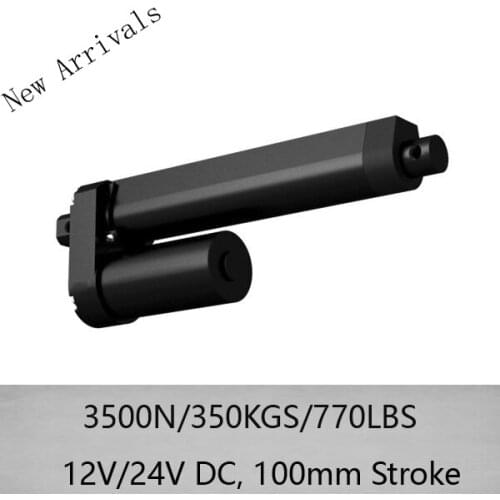 Max 8mm/s speed and 3500N heavy load 12/24V DC black linear actuator with 4inch/100mm stroke