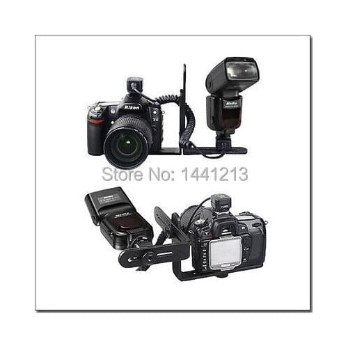 Metal L-Shape Flash Bracket Flashlight Camera Holder Mount Speedlite DSLR SLR 2p