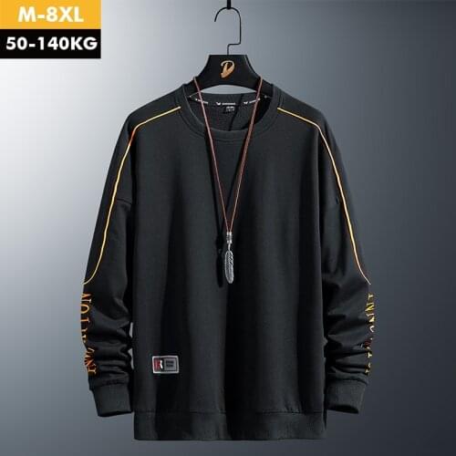 Men Crewneck Sweatshirt 2020 Spring Side Striped Japanese Streetwear Black Oversized Hoodie Men Sweatshirts Plus Size