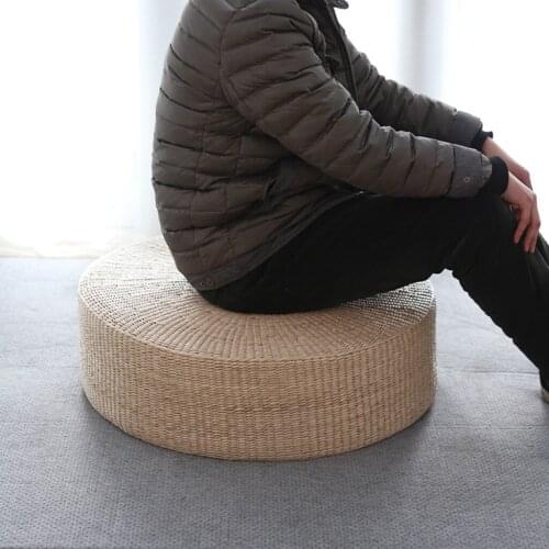 Floor Pillow Eco-Friendly Round Straw Cushion Hand Woven Tatami Floor Mat Yoga Tearoom Meditation Pad