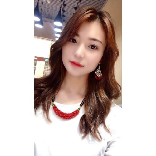 Pure natural coral original exquisite handmade!Caterpillar handwoven ethnic necklace, coral earrings set