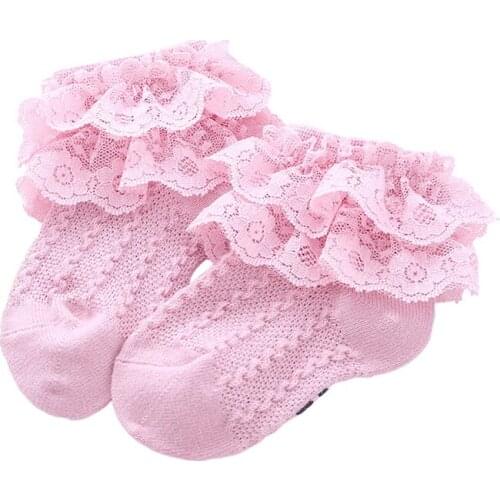 2021 Baby Girl Socks Ruffle Lace Design Summer Double Lace Princess Socks Children Casual Socks