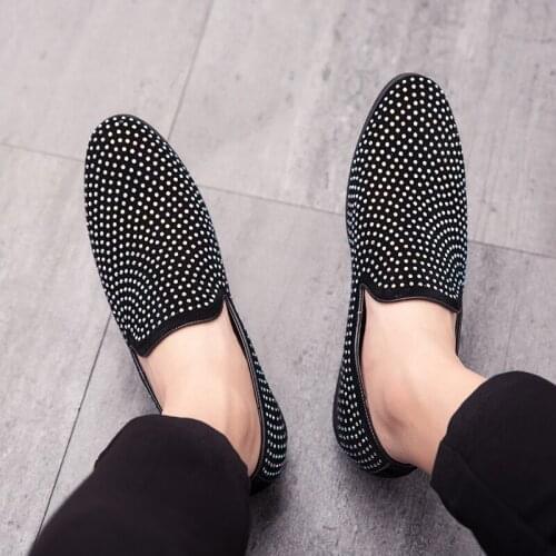 Spring and autumn new mens Rhinestone luxury shoes denim and metal Sequin high quality mens casual shoes party dress shoes E46