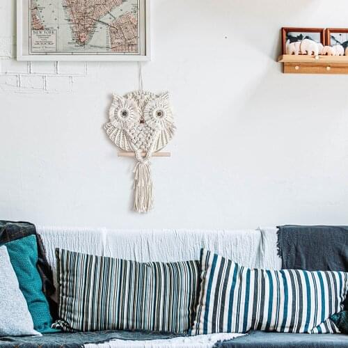 New Bohemian Cotton String Woven Owl Tapestry Creative Animal Tapestry Living Room Wall Hanging Decoration Gt084