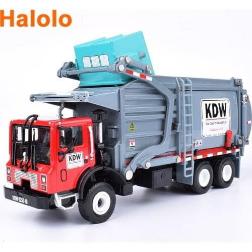 Alloy Diecast Barreled Garbage Carrier Truck 1:24 Waste Material Transporter Vehicle Model Hobby Toys For Kids Christmas Gift