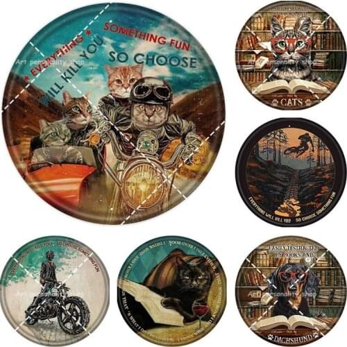 Cat Lovers Gift Poster Everything Will Kill You So Choose Fun Vintage Round Tin Sign Cute Racing Cats Metal Sign Plaque 12x12in