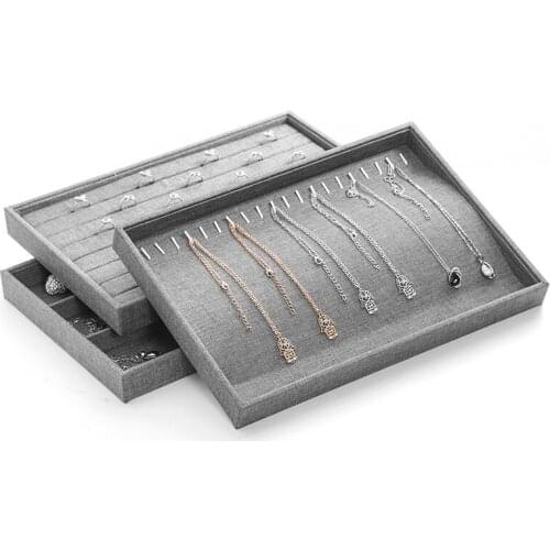 Fashion Jewelry Grey Liene Vintage Necklace Pendant Display Stand For Storage Show Case Tray 35cm*24cm*3cm