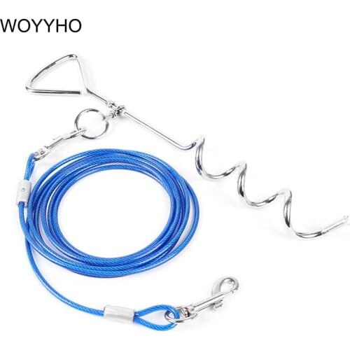 Steel Wire Heavy Duty Dog Leash Metal Spiral Tied Set Anti-wrap Outdoor Pet Supplies Camping Garden Dog Fixed Pile Leads Leashes