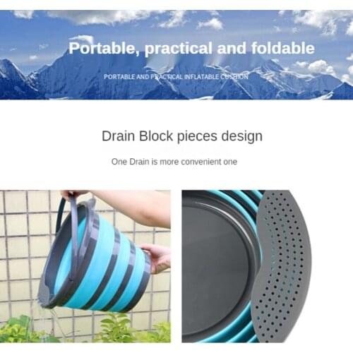 Practical Foldable Silicone Bucket Outdoor Camping Cleaning Fishing Kitchen Bucket Carry Handle Round Portable Household Water