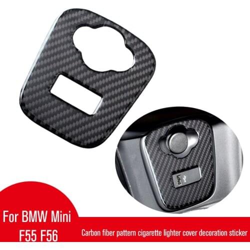 Carbon Fiber Cigarette Lighter USB AUX Panel Console Cover Sticker for Mini Cooper JCW F55 F56 Car Interior Accessories
