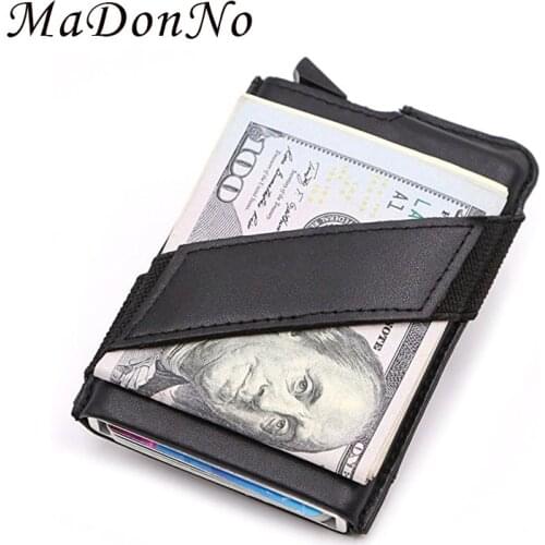 Rfid Card Holder Men Wallets Money Bag Mini Slim Wallet Purse Vintage Male Thin Leather Black Trifold Wallet Pop Up Magic Vallet