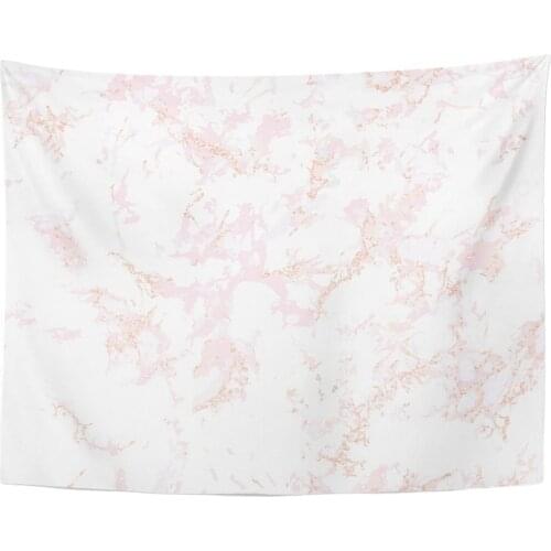 Trendy Pink Marble with Rose Gold Patina Effect Overlay Distress Grain Sequin Holiday Blush Color Tapestry Home Decor Wall Hang