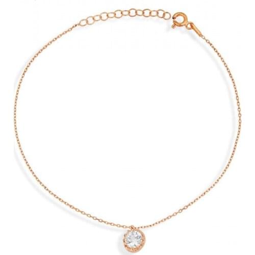 Argentum Concept-Single Zircon Stone Silver Anklets