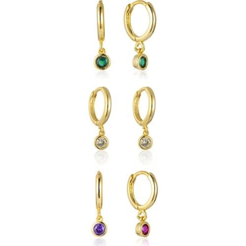 Colorful Crystal Circle Hoop Earrings Summer Ear Pierced Round Dangle Earrings For Women Minimalist Jewelry 2021