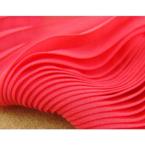 2 meters 150cm 59" width watermelon red crumple accordion pleated chiffon fabric wedding dress skirt materials MM109
