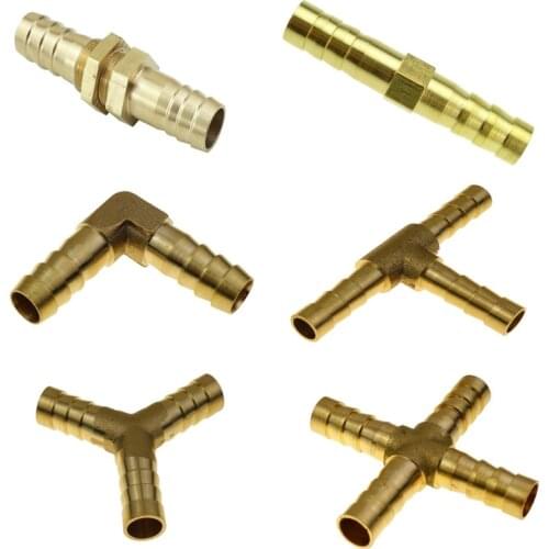 Hose Tail Barb Fitting Straight Union /Bulkhead/Elbow/T/Tee/Y/Corss For Hose ID 6/8/10/12/14/16/19mm Brass Plumbing Fitting