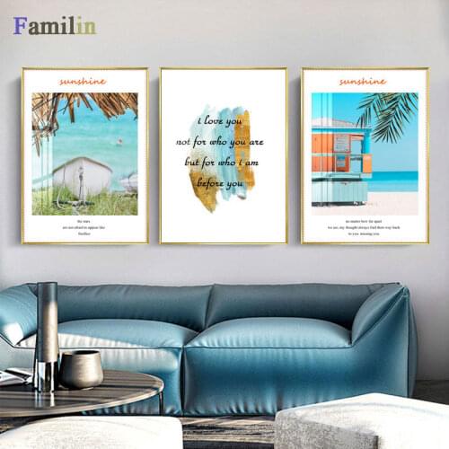 Modern Canvas Sky Blue Building Sea Nordic View Wall Art Home Decor Module Living Room Kid Bedroom Nordic Home Decor Poster