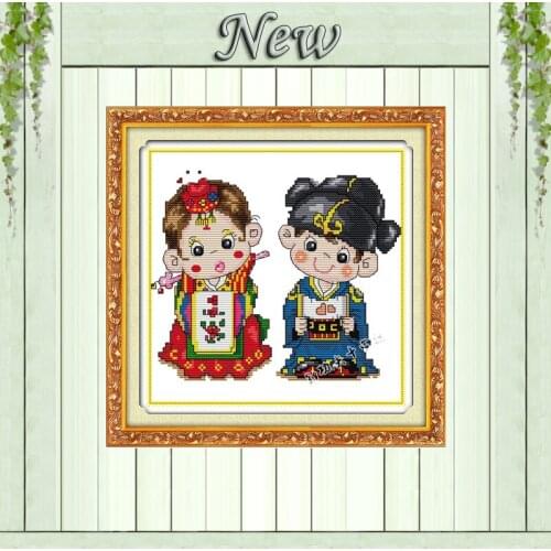 Wedding Korean lovers decor painting counted printed on canvas DMC 11CT 14CT Chinese Cross Stitch kit embroidery needlework Sets