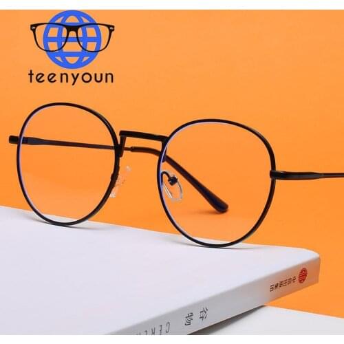 TEENYOUN Anti Blue Light Glasses Round Frame 2021 Women Eyeglasses Frame Blue Blocking Gaming Eyeglasses Vintage Men Spectacles