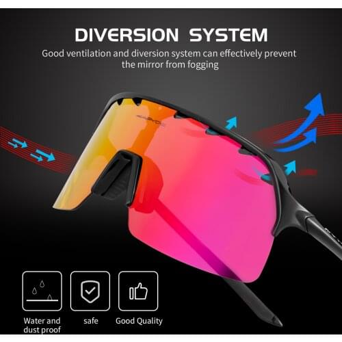 Kapvoe MTB Cycling Glasses Polarized UV400 Sunglasses TR90 Frame Light-weight 4 Lens Set Multi-scenarios Outdoor Sports Glasses