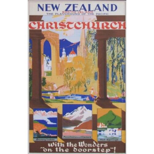 Vintage New Zealand Christchurch Tourist Travel Retro Photo Art Film Print Silk Poster for Your Home Wall Decor 24x36inch