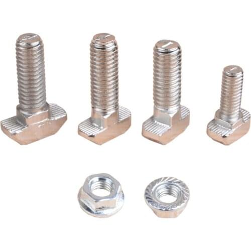 50pcs/lot M5 M6 M8 T Bolt Screws for EU Standard 20 30 40 Linear Rail Aluminum Profile,50pcs M5 M6 M8 Hex Flange Nuts Optional