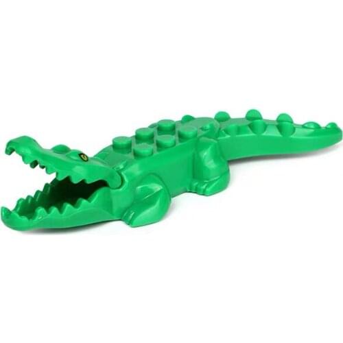 Green Crocodile Animals Building Blocks Brick Horse Crocodile Gorilla Tiger Kids Toys Animal Lockings Figures Assemble