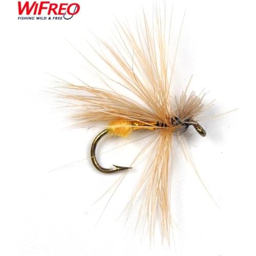 10PCS 10# Wifreo Yellow Belly Brown Caddis Fishing Fly Free Box Package