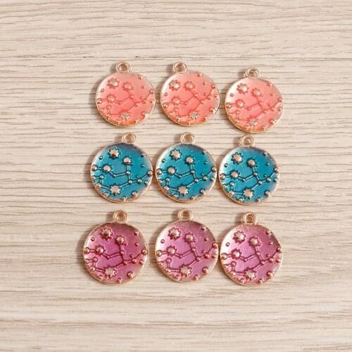 10pcs 15*17mm Enamel Starry Sky Charms Pendants for DIY Jewelry Making Necklaces Earrings Bracelets Handmade Crafts Accessories