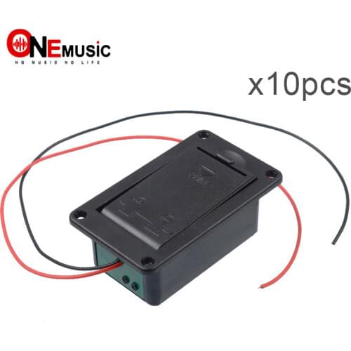 10pcs Active Bass Guitar Pickup Battery Boxs 9V battery Case/Compartment Cover With Metal Contacts Spring and 25cm Cable