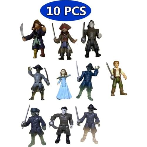 6pcs Pirate with Hat Figures Set 10CM Model Kit Plastic Toys for Boys Childrens Toy 1:18 Kids Military Soldiers Figure Toy