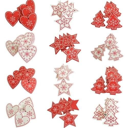 10pcs5cm Natural Wooden Christmas Pendants Christmas Ornaments Hanging Gifts Xmas Tree Decor Navidad 2020 For Wedding Decoration