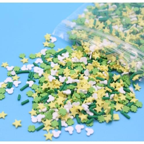 100g/Lot Beautiful Colors Mickey Head Star Mixed Slices Polymer Clay Cute Sprinkles for Toys Decoration DIY Crafts Accessories