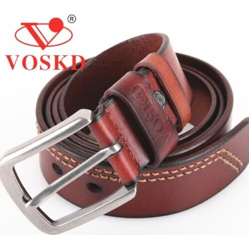 2018 The first layer of skin brand designer Belts140-160cm High Quality VOSKD genuine leather Belts mens pin buckle