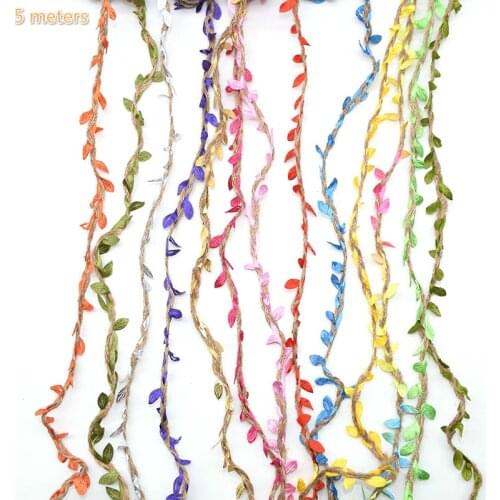 5M Artificial Leaf Natural Hessian Jute Twine Rope Burlap Ribbon DIY Craft Vintage For Home Wedding Party Decoration