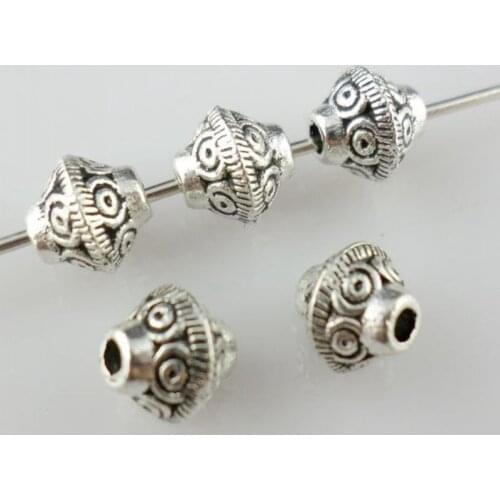 60pcs Tibetan Silver Double Cone Loose Charm Spacers Beads 6x7mm Bracelet Beading Findings