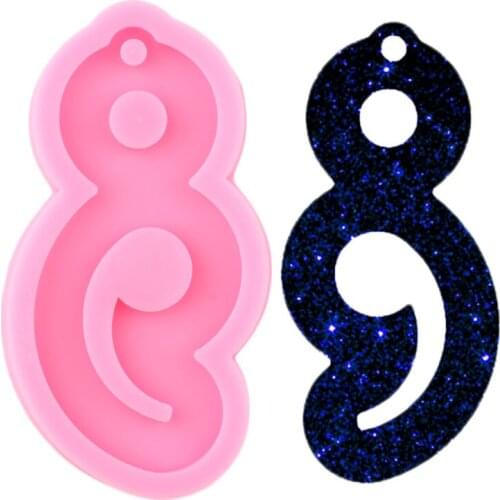 Shiny Glossy Semicolon Silicone Epoxy Craft Keychain Mold Handmade Eardrop Epoxy Mould Pendant Polymer Clay Molds