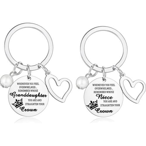 Keychain Whenever You Feel Overwhelmed Remember Whose Daughter Niece Stainless Steel Jewelry Inspirational for Girls Women